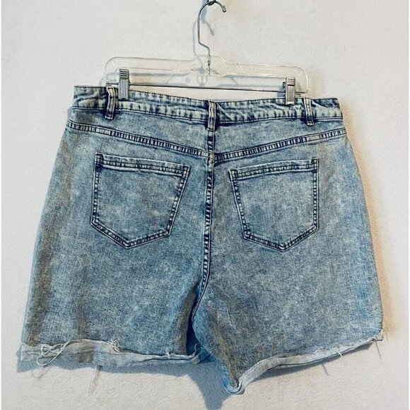 Eloquii Shorts Womens 14 Light Blue Acid Wash Denim Cut Off High Waist Beachy - Picture 4 of 7